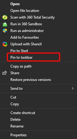 Pin Batch File to Taskbar