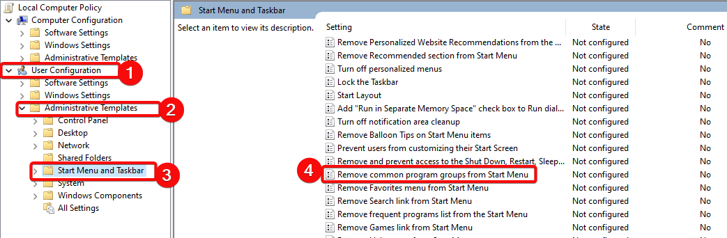 Remove Common Program Groups From Start Menu
