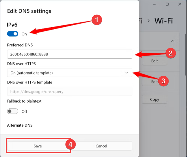 Enable DNS over HTTPS (DoH) Windows 11