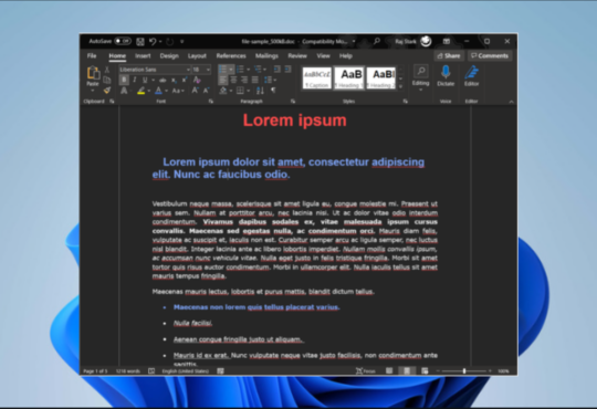 How to enable dark mode in Microsoft Word across multiple devices